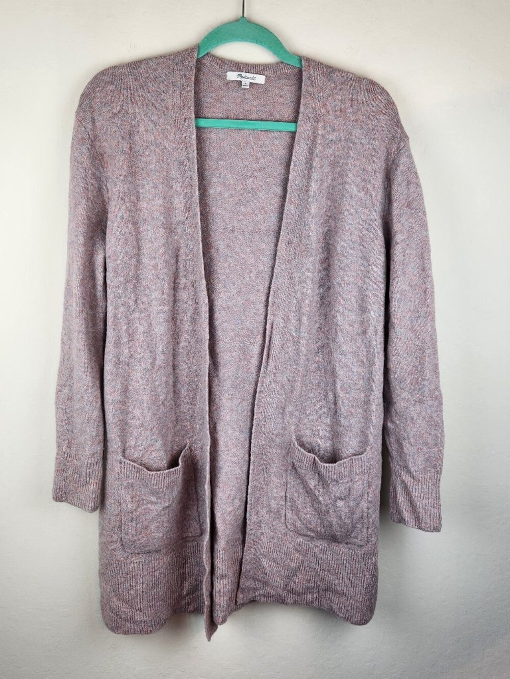 Madewell Kent Cardigan Sweater in Coziest Yarn Wool Alpaca Heather Boysenberry S